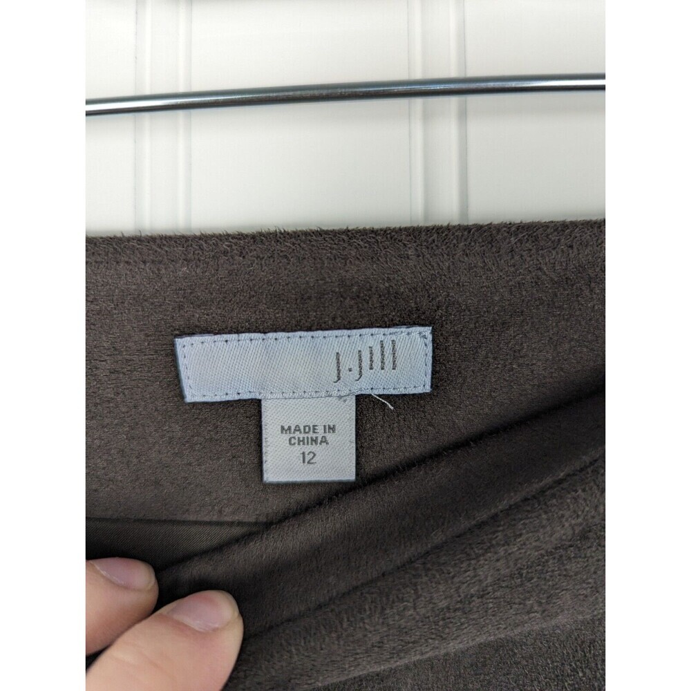 J.Jill Women's Brown Faux Suede Zip Up Skirt Size 12 Lined Soft Straight Classic - Picture 9 of 10